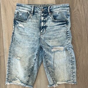 American Eagle Outfitters Light Blue Distressed Denim Shorts